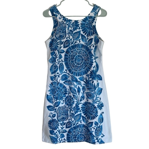 Just…Taylor Summer Sheath Dress Medallion Floral Leaf Print Textured Cotton Sz 4 - Picture 2 of 16